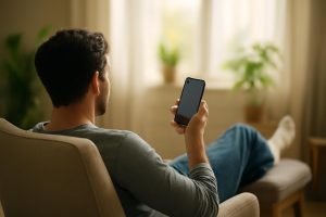 personne-relax-chaise-smartphone-plantes