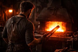artisan-acier-forge-incandescente-atmosphere-industrielle