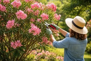 laurier-rose-personne-secateur-jardin