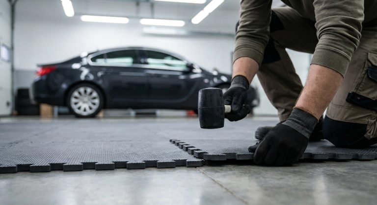 Comment installer des dalles de sol clipsables dans un garage automobile